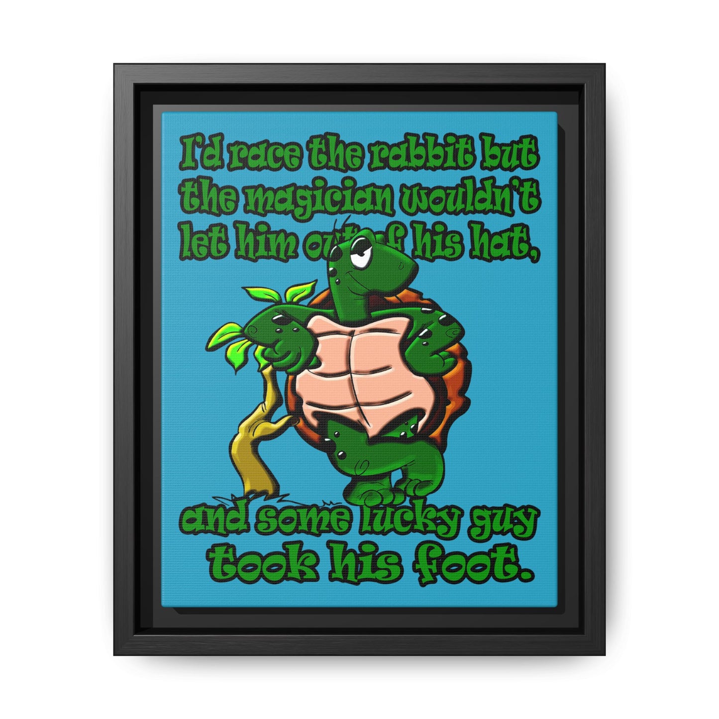 turtle race - framed canvas art (turquoise)
