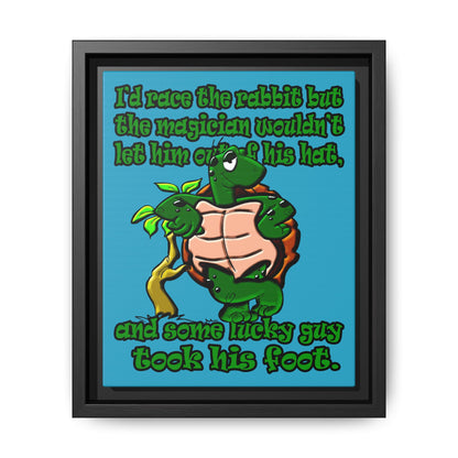 turtle race - framed canvas art (turquoise)