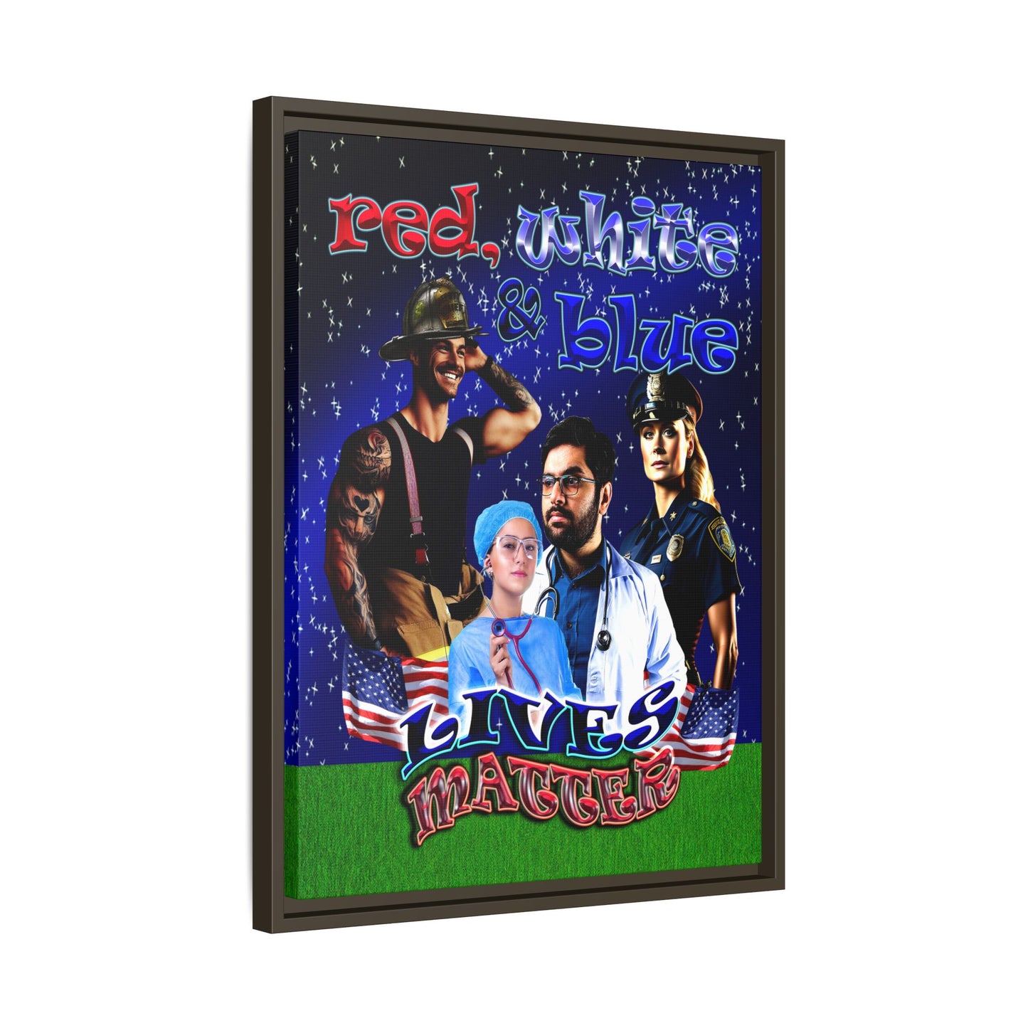 rw&b lives matter - framed canvas art ('snoops' background)