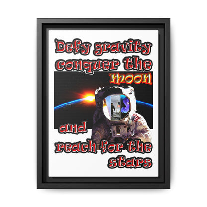 defy conquer reach - framed canvas art (white)