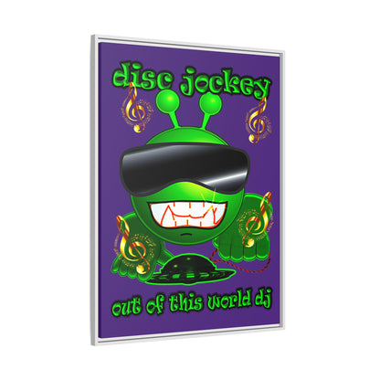 disc jockey - framed canvas art (purple)