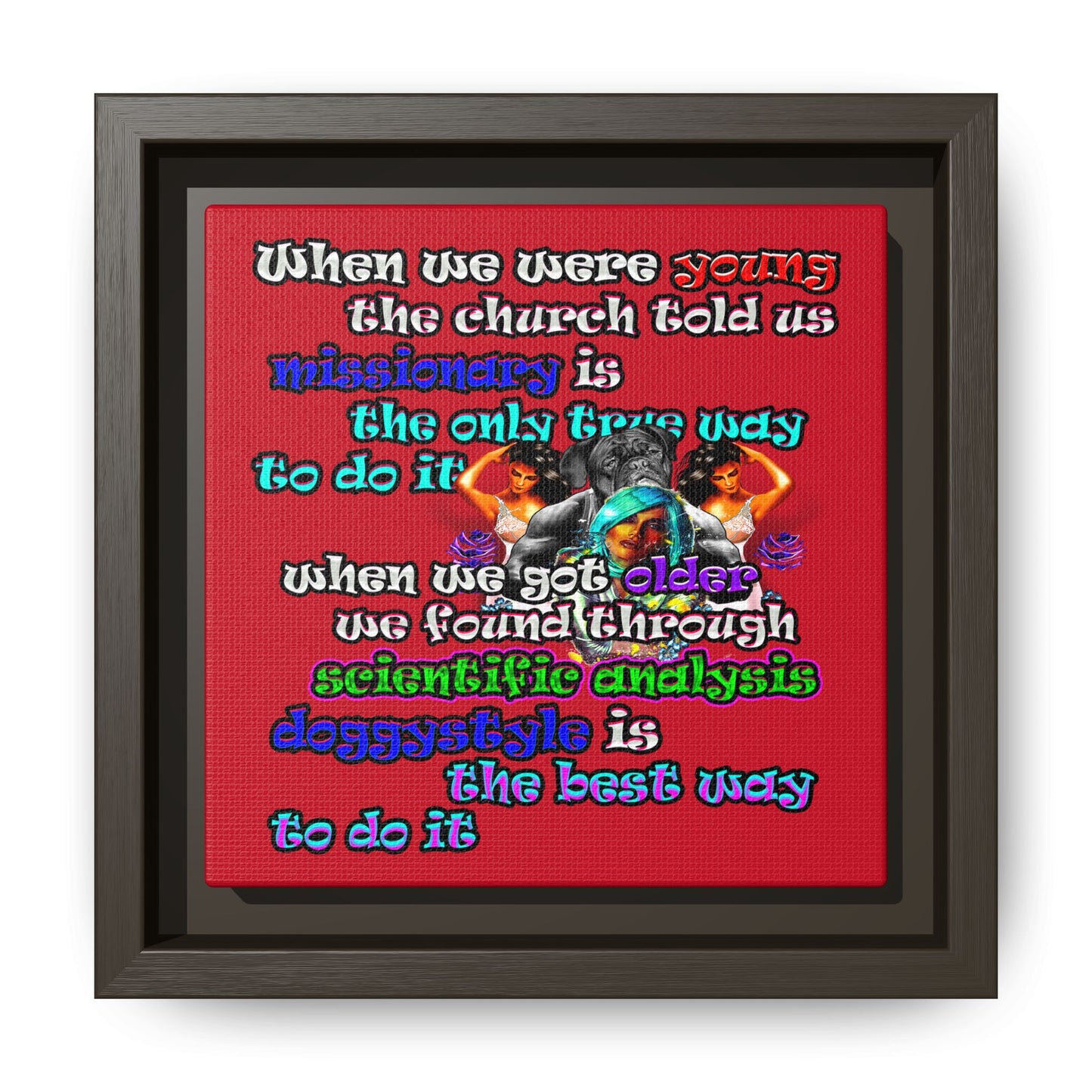 doggystyle - framed canvas art (dark red)