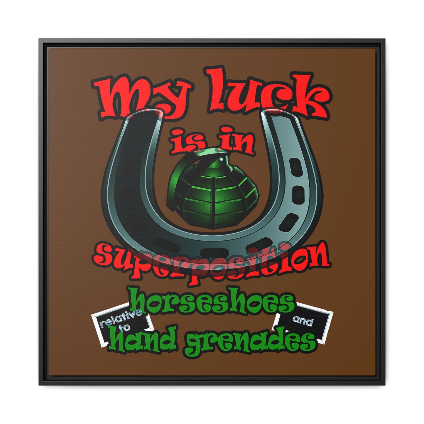 my luck - framed canvas art (brown)