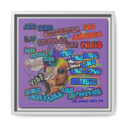 drop the beat - framed canvas art (light purple)