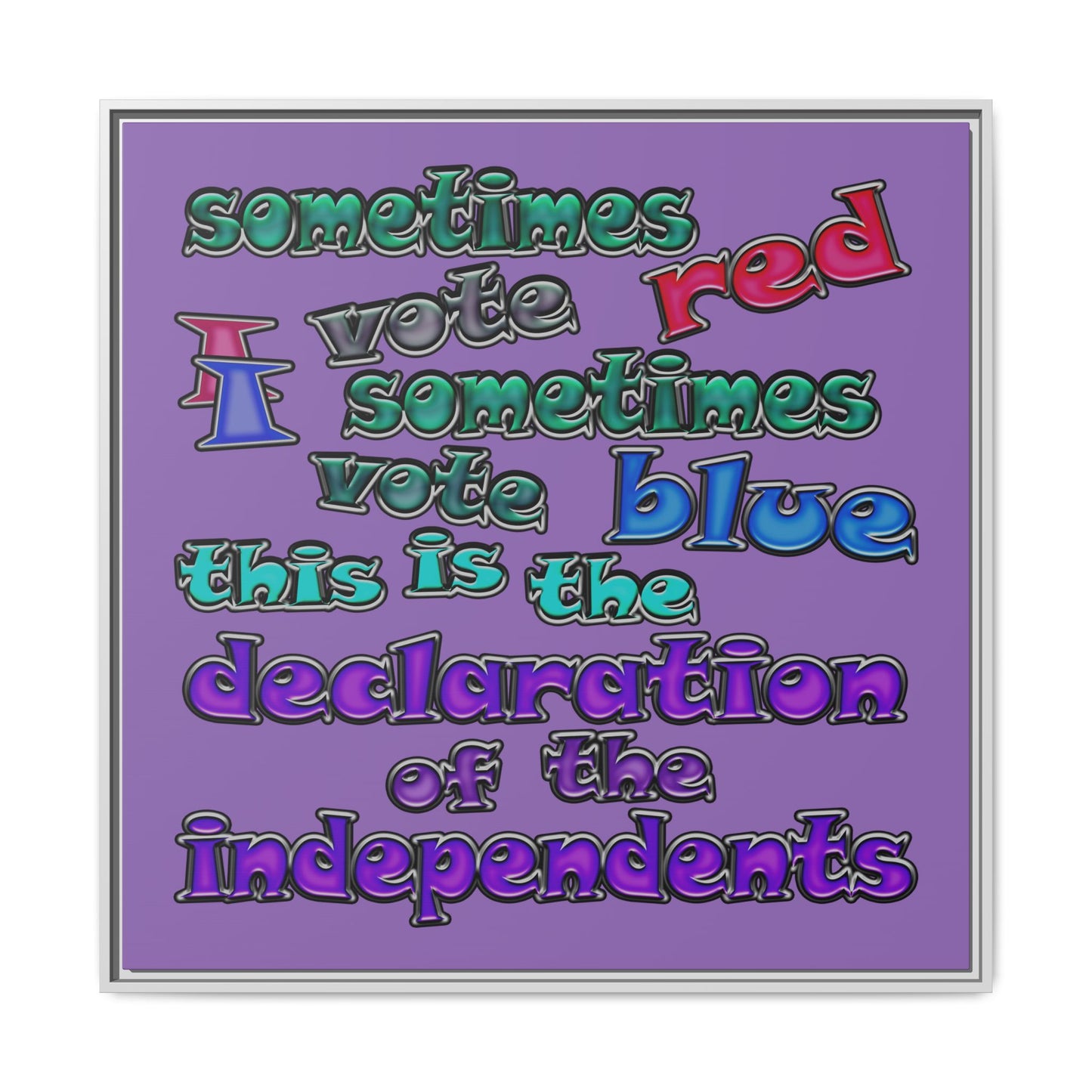 declaration of the independents - framed canvas art (light purple)