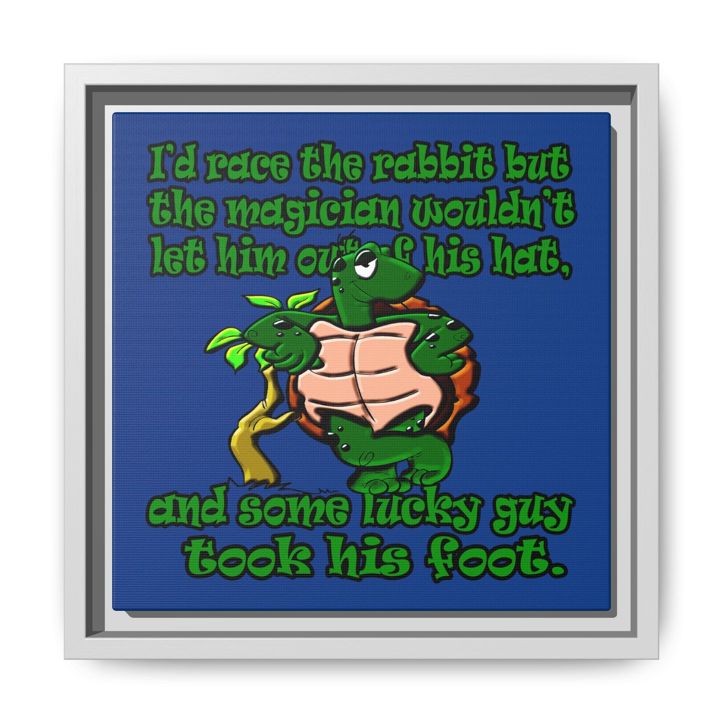 turtle race - framed canvas art (dark blue)