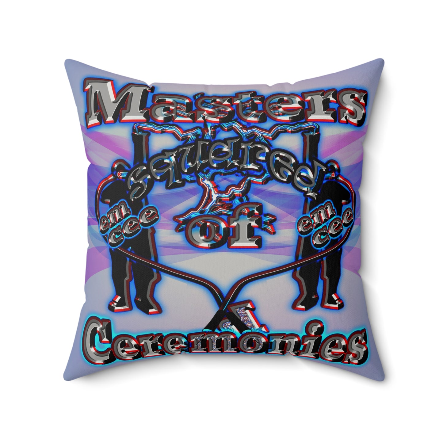 em cee squared - Faux Suede Square Pillow - (light blue-pink wave)