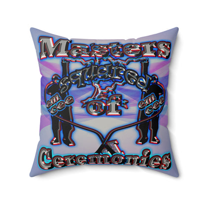 em cee squared - Faux Suede Square Pillow - (light blue-pink wave)