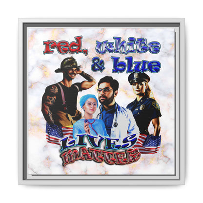 rw&b lives matter - framed canvas art (white marble)