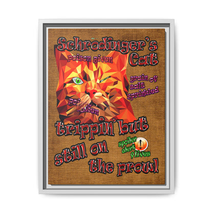 schrodinger's cat - framed canvas art (brown papyrus)