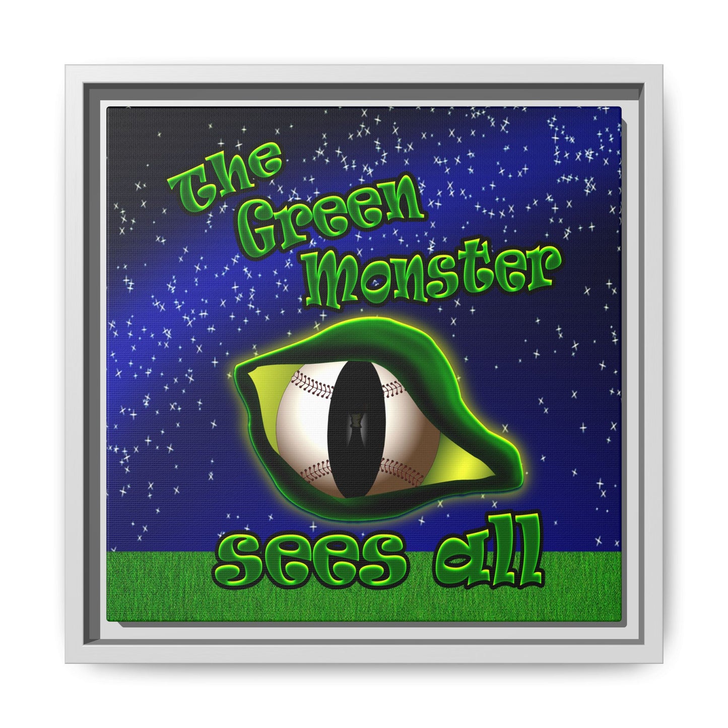 green monster - framed canvas art ('snoops' background)