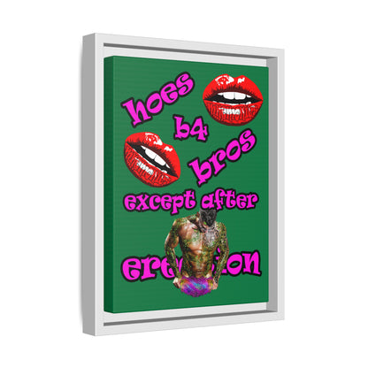 hoes b4 bros - framed canvas art (dark green)