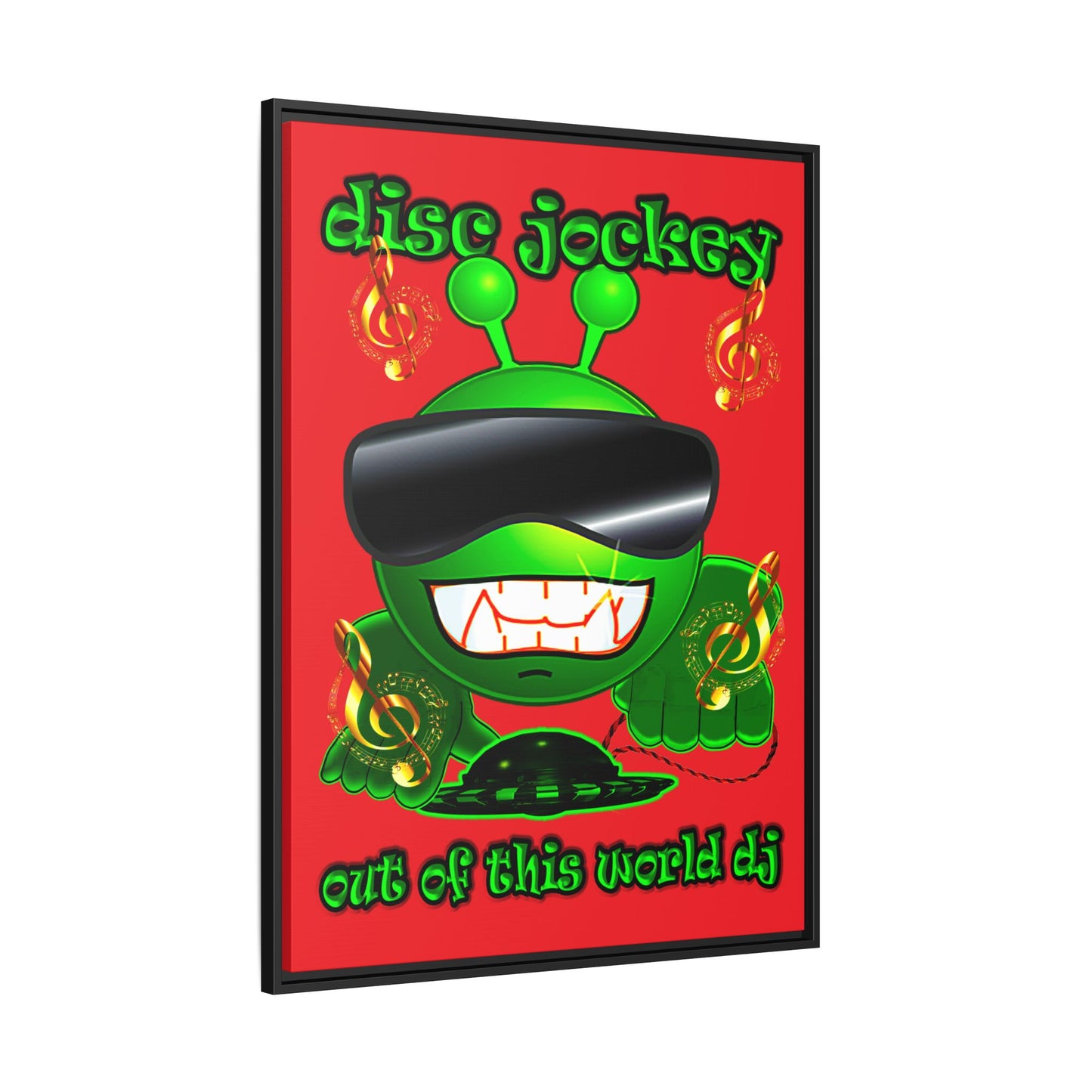 disc jockey - framed canvas art (red)