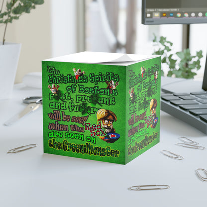 christmas spirits of boston - note cube (green turf)