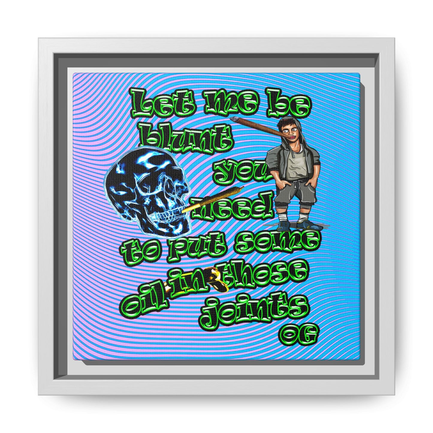 og - framed canvas art (light blue-purple wave)