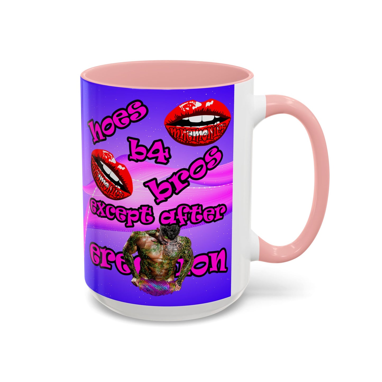 hoes b4 bros - Accent Mug (purple-pink wave)