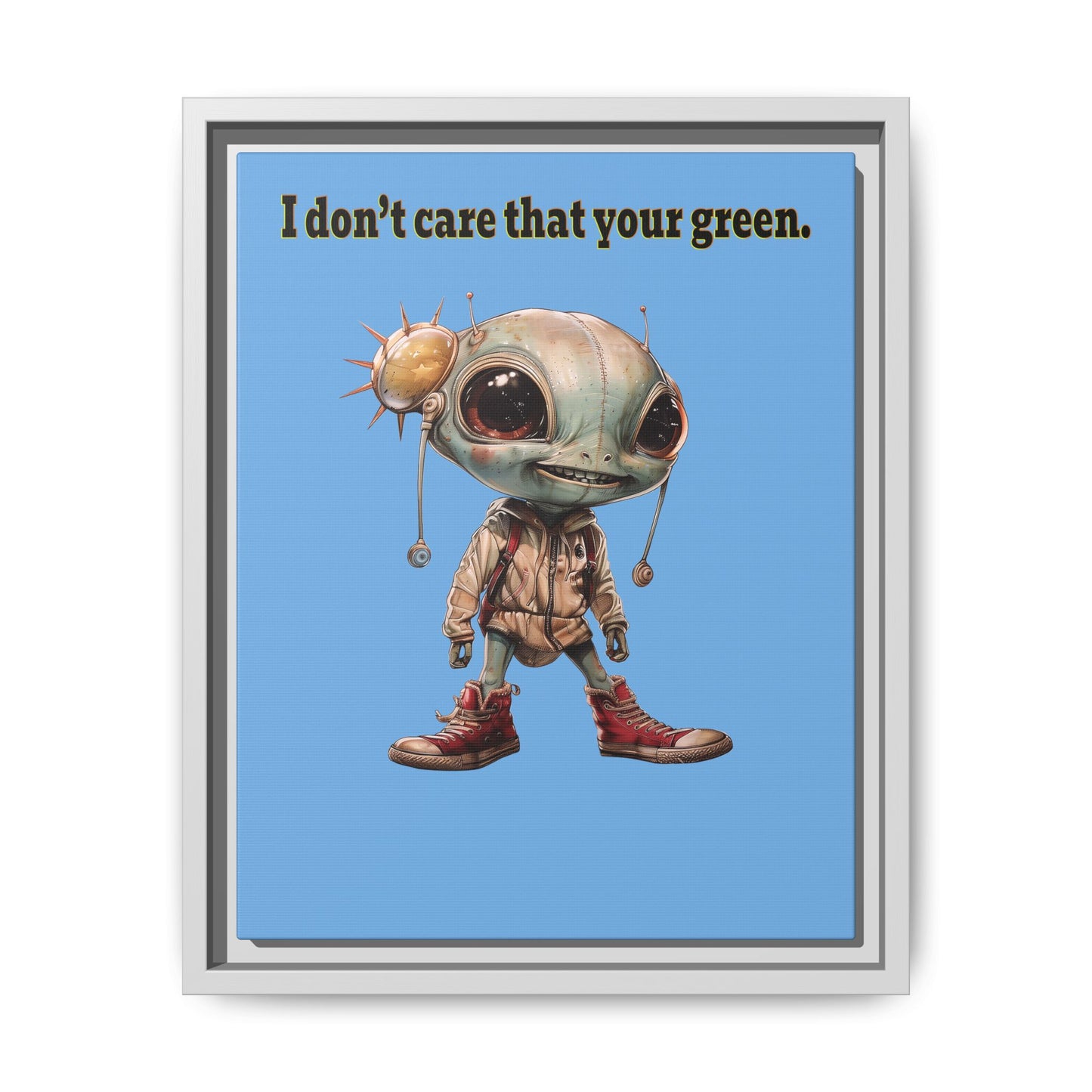 I don't care that your green - framed canvas art (light blue)