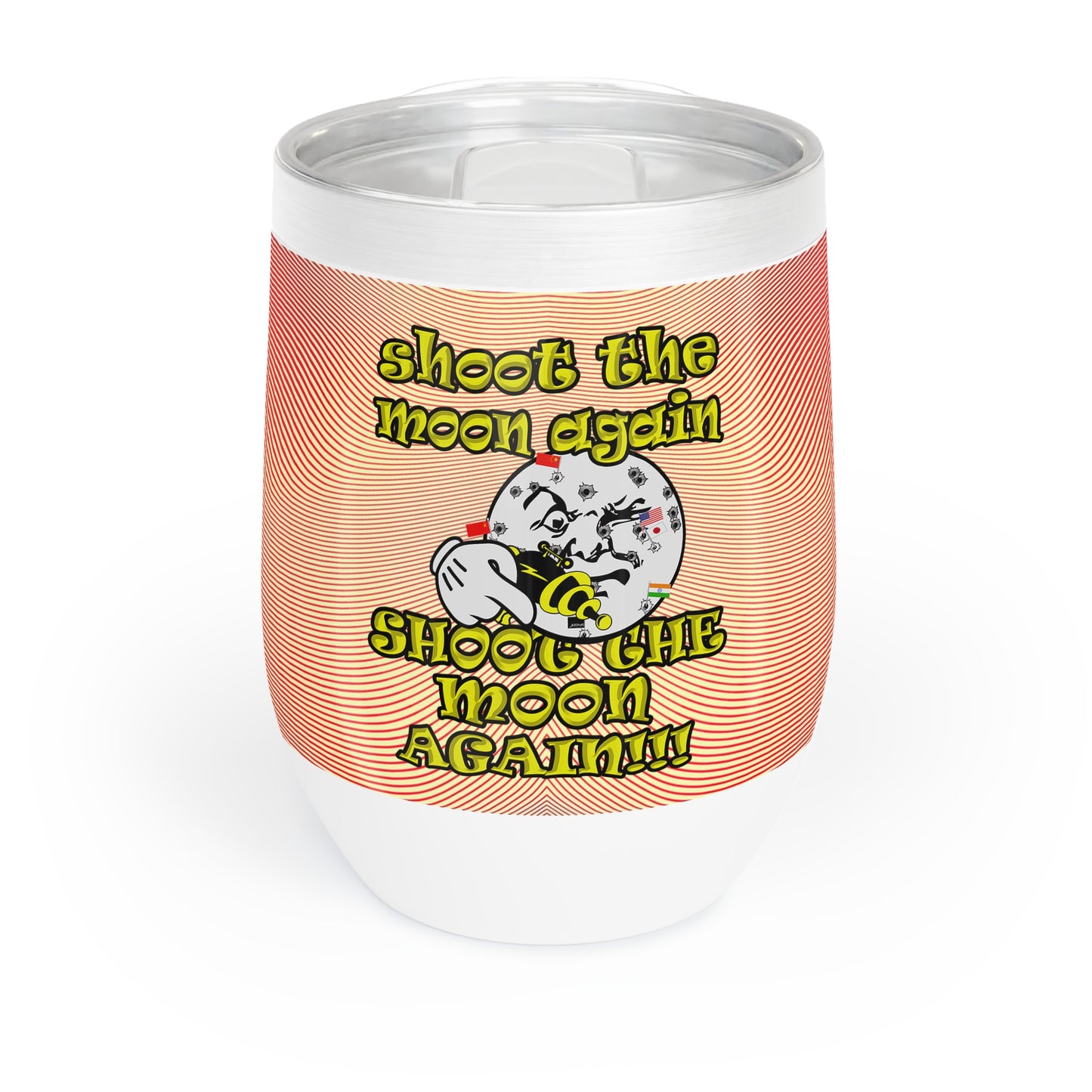 shoot the moon again - Chill Wine Tumbler (yellow-orange wave)