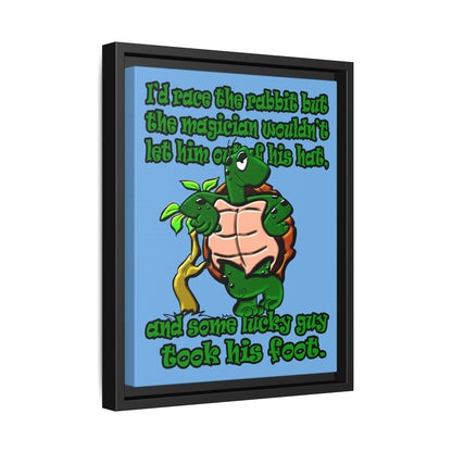 turtle race - framed canvas art (light blue)