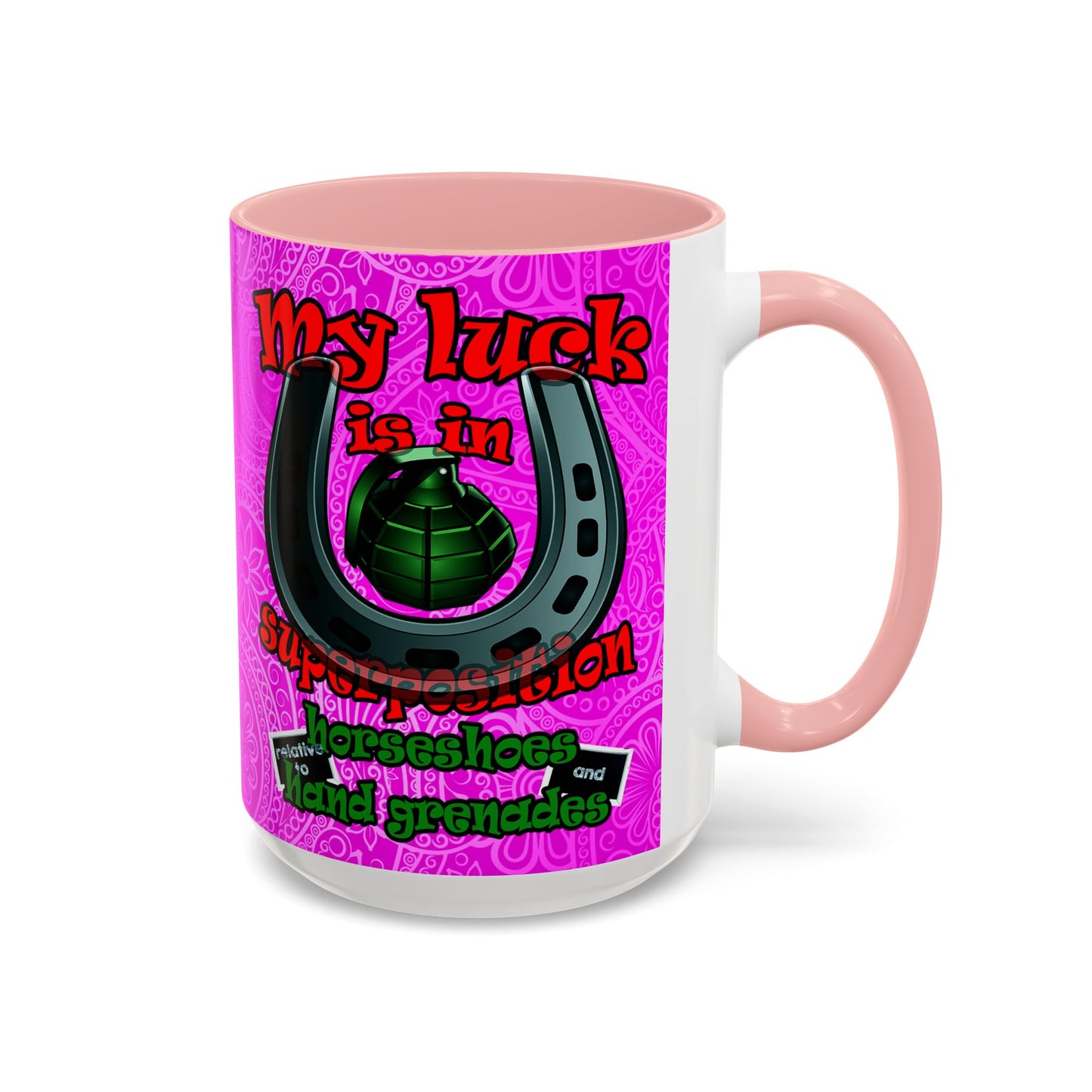 my luck - Accent Mug (pink swirl)