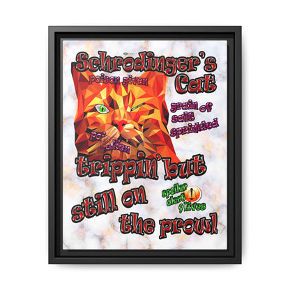 schrodinger's cat - framed canvas art (white marble)