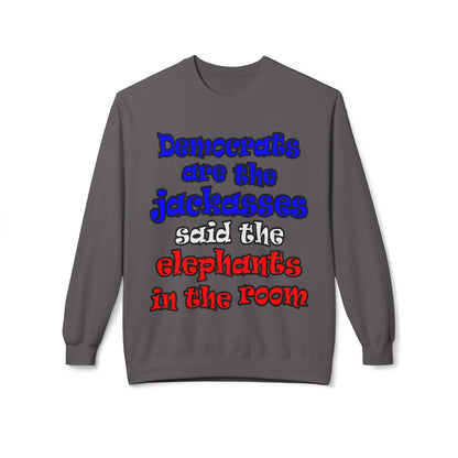 donkeys and elephants - Unisex Midweight Softstyle Fleece Crewneck Sweatshirt
