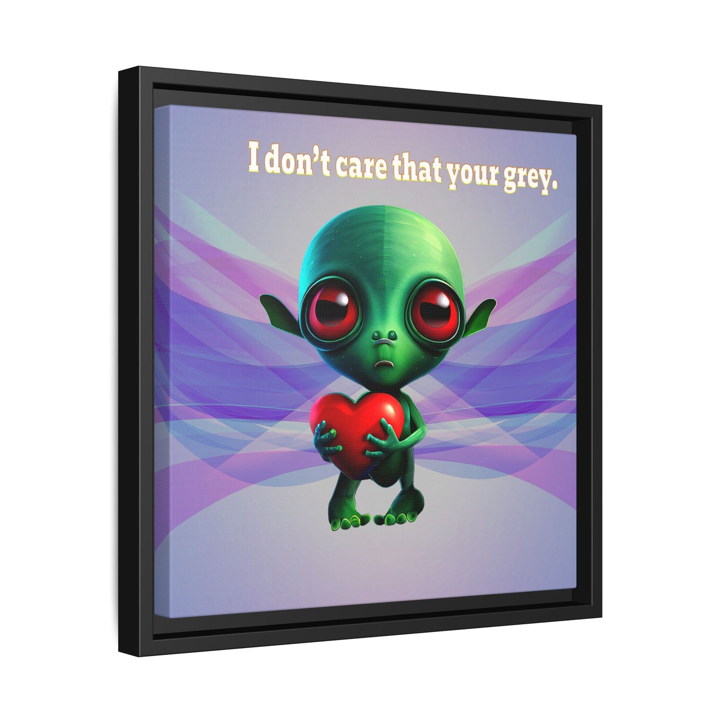 I don't care that your grey - framed canvas art (light blue-pink wave)