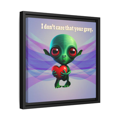 I don't care that your grey - framed canvas art (light blue-pink wave)