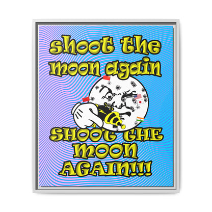 shoot the moon again - framed canvas art (light blue-purple wave)