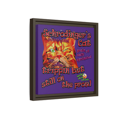 schrodinger's cat - framed canvas art (purple)