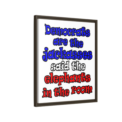donkeys and elephants - framed canvas art (white)