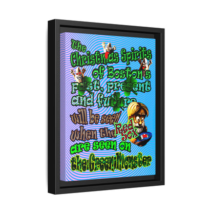 christmas spirits of boston - framed canvas art (light blue-purple wave)