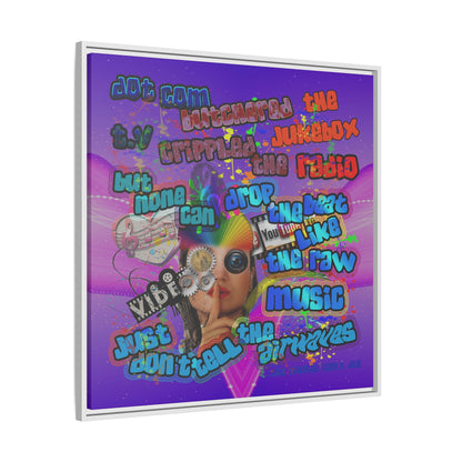 drop the beat - framed canvas art (purple-pink wave)