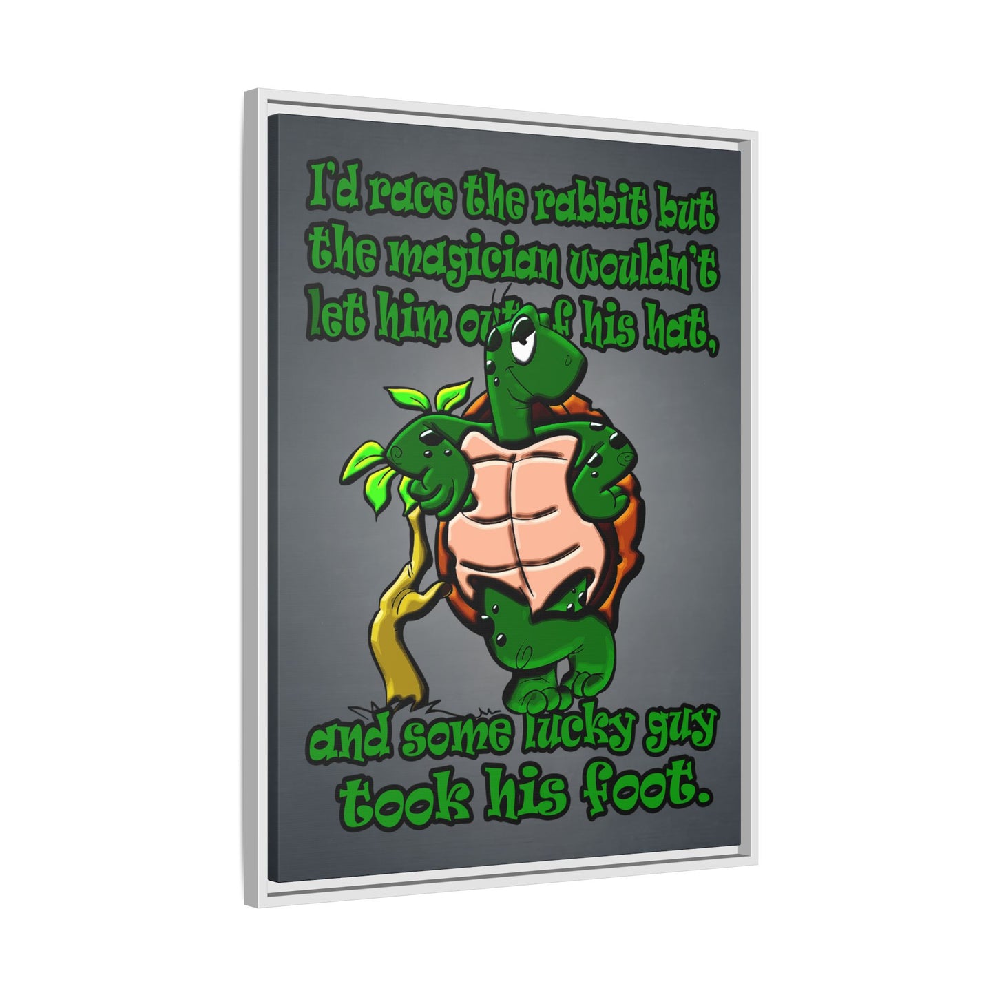 turtle race - framed canvas art (grey-light grey)