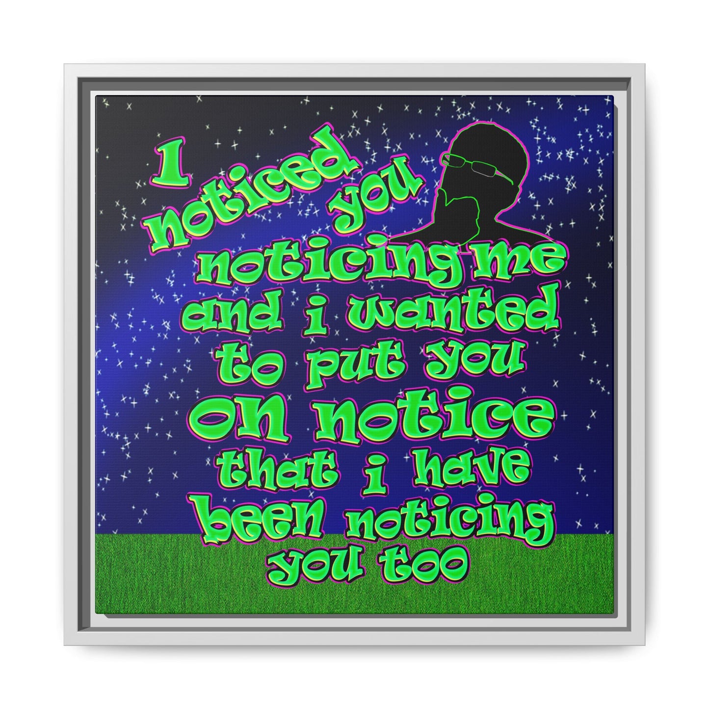noticed you noticing - framed canvas art ('snoops' background)