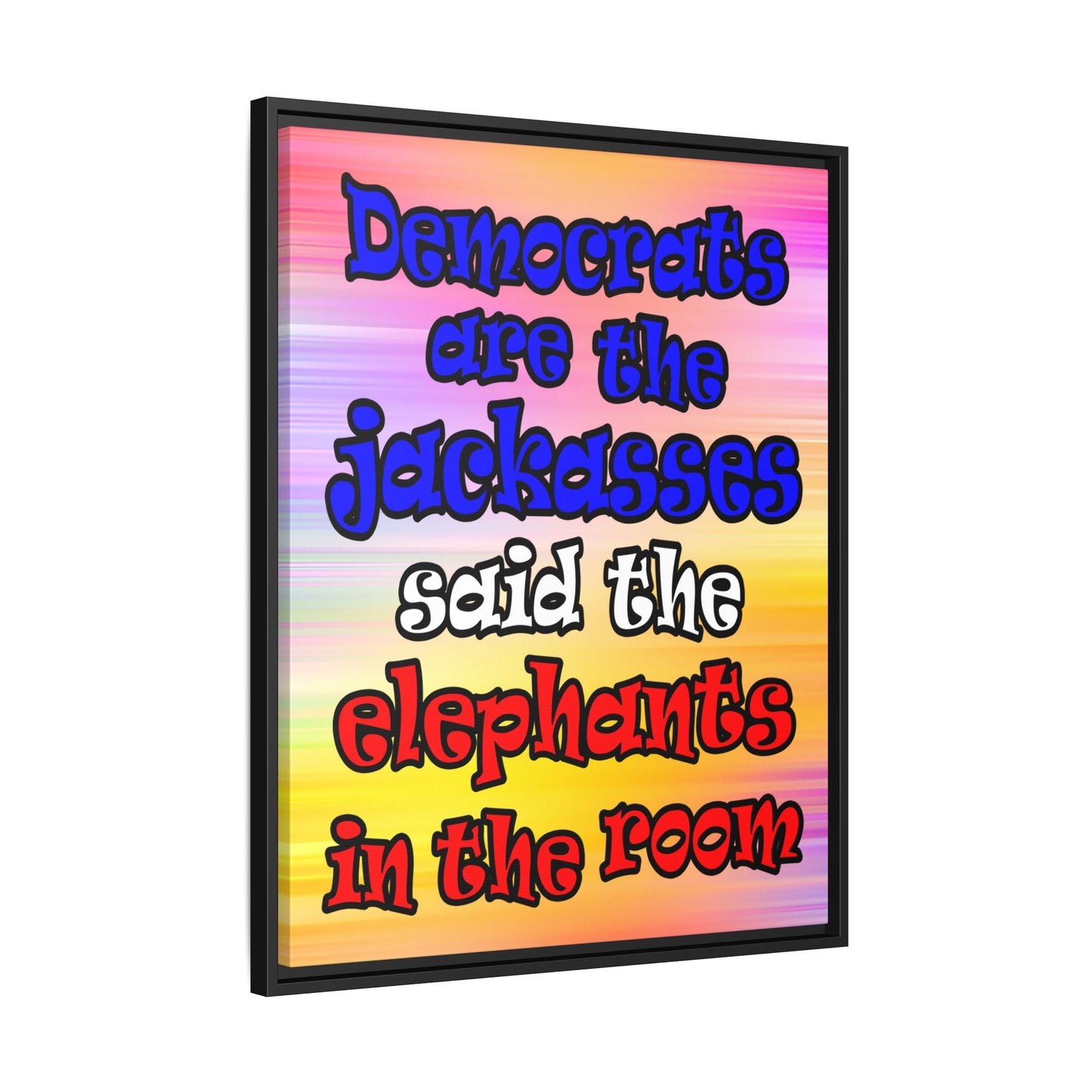 donkeys and elephants - framed canvas art (color blur)