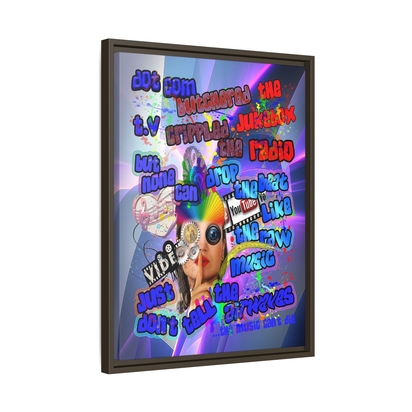 drop the beat - framed canvas art (grey-pink wave)