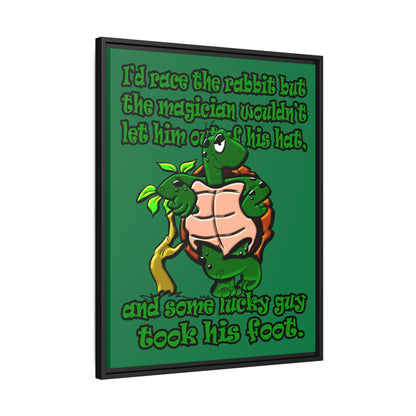 turtle race - framed canvas art (dark green)