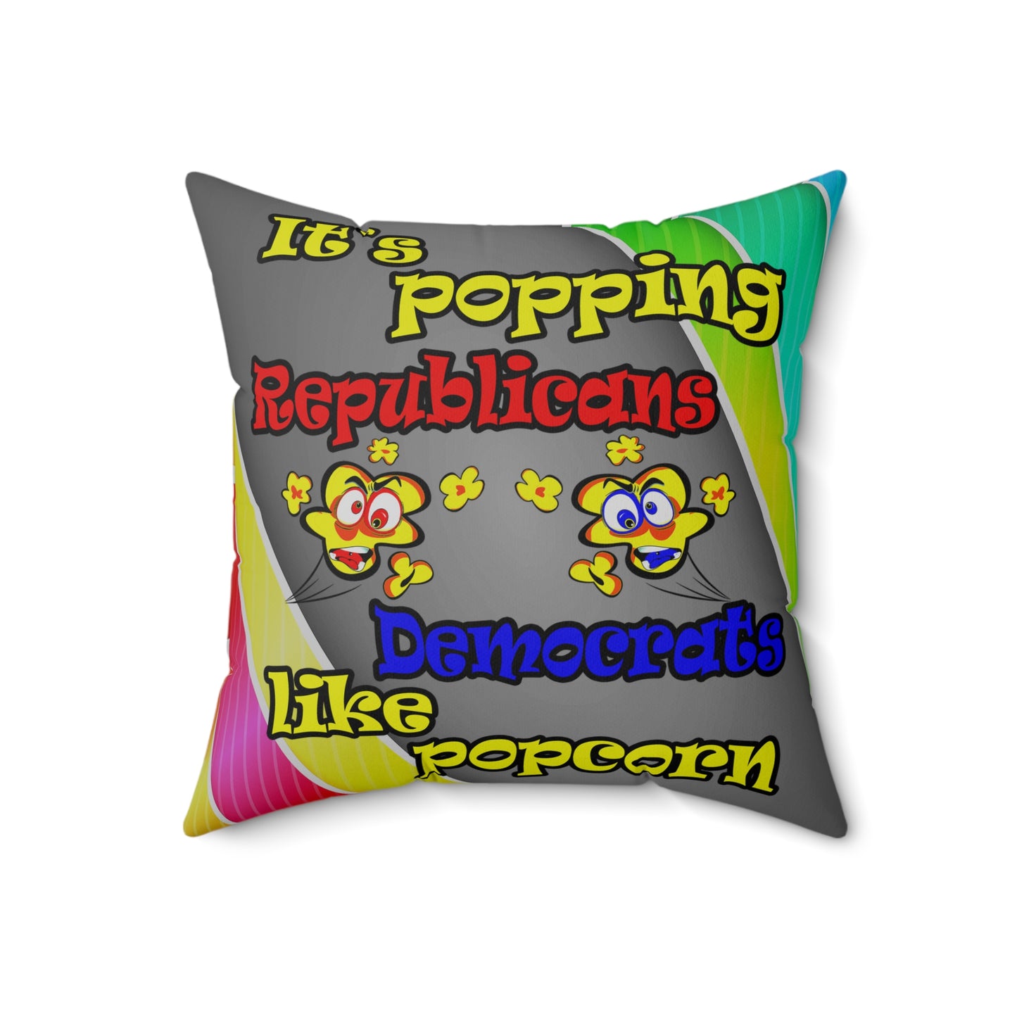 popping like popcorn - Spun Polyester Square Pillow - (rainbow split)