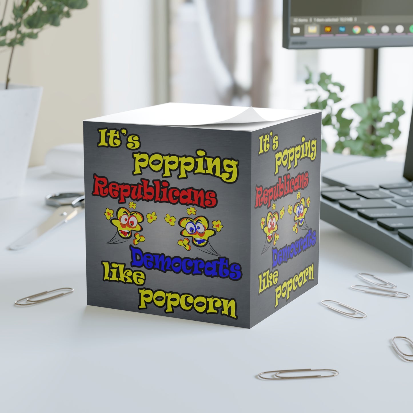 popping like popcorn - note cube (grey-light grey)