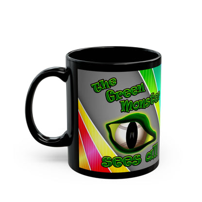 green monster - Black Mug (rainbow split)