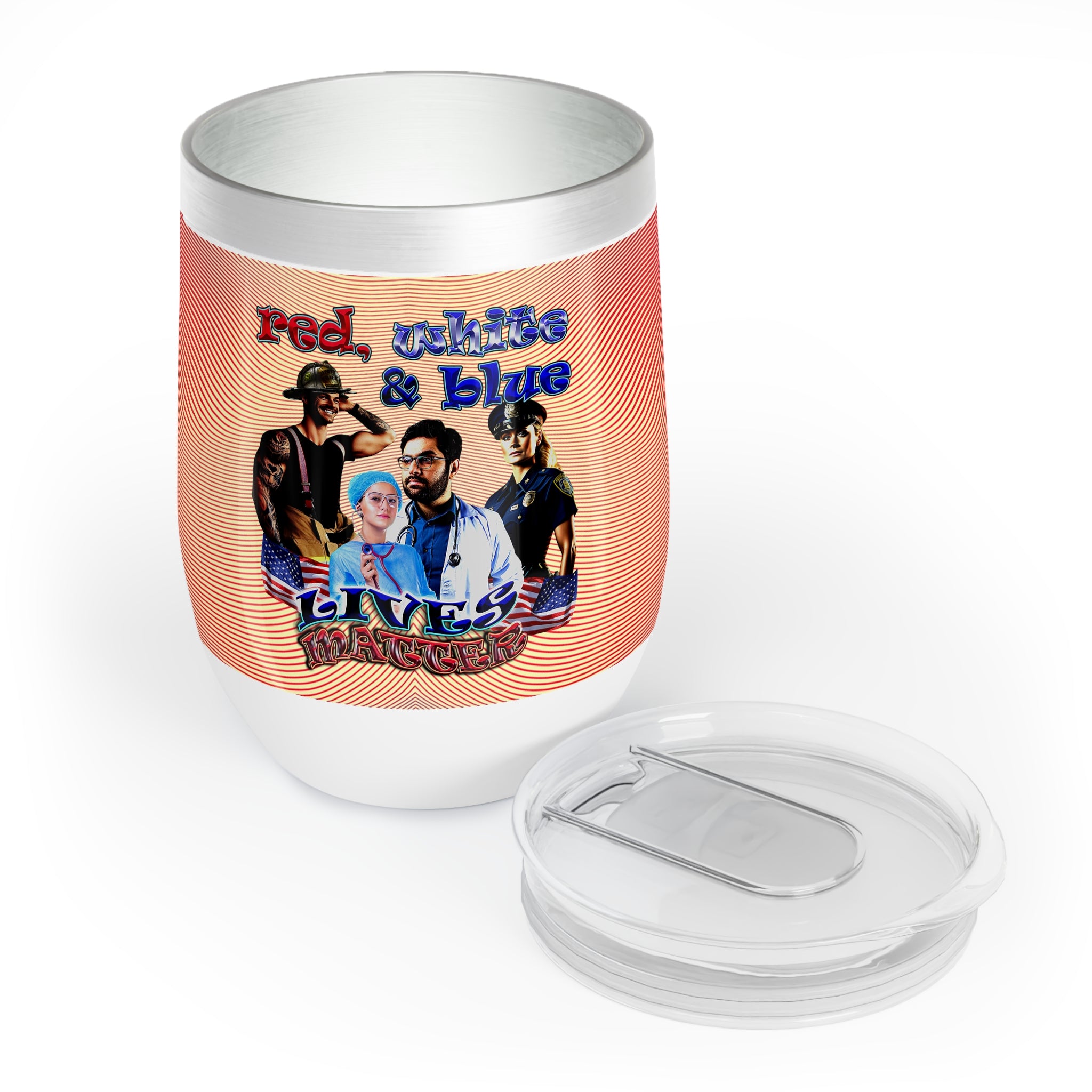 rw&b lives matter - Chill Wine Tumbler (yellow-orange wave)