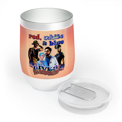 rw&b lives matter - Chill Wine Tumbler (yellow-orange wave)