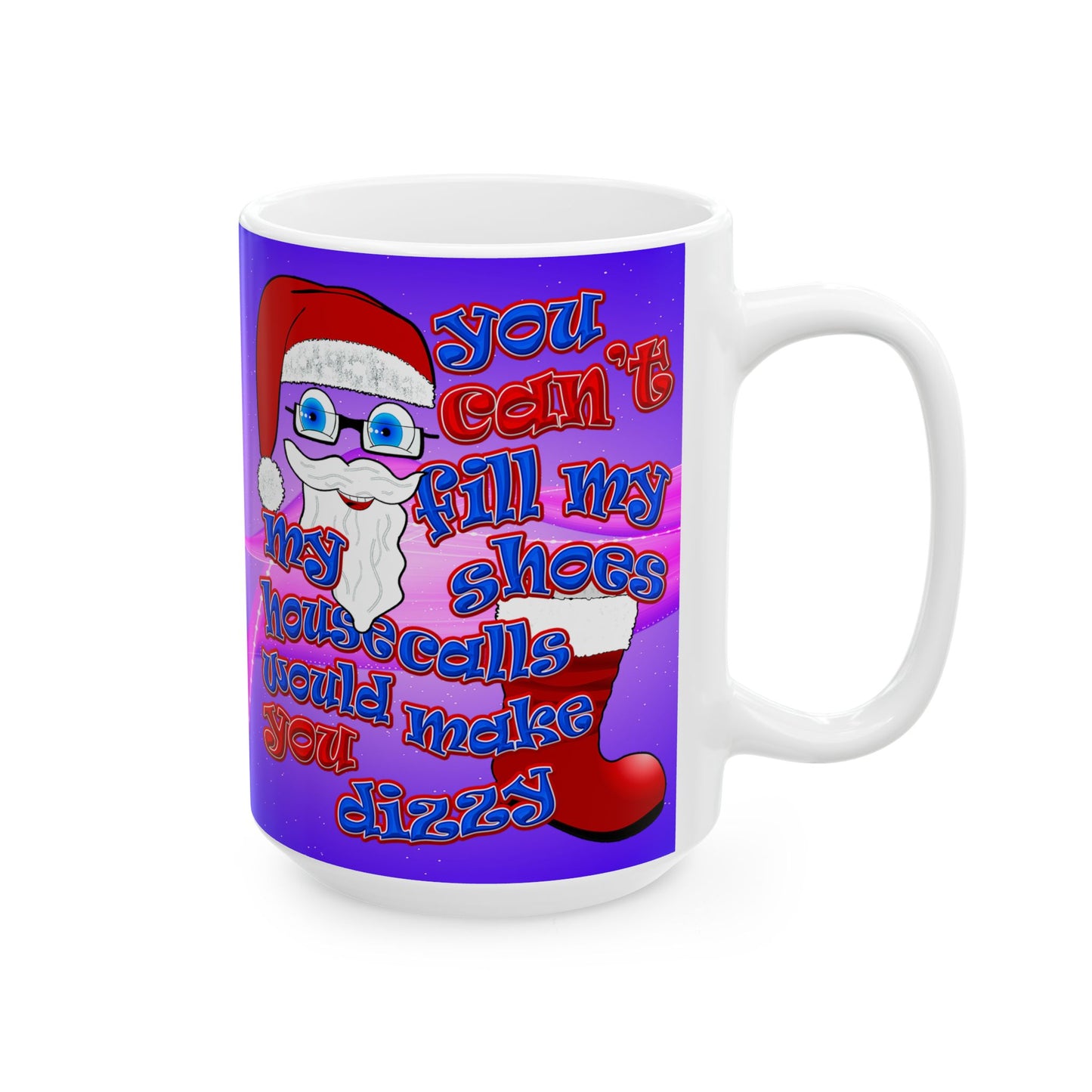 santa's shoes - White Mug (purple-pink wave)