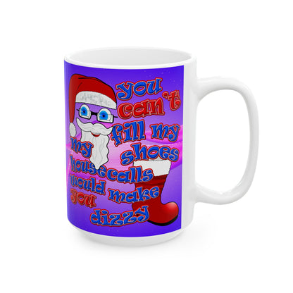 santa's shoes - White Mug (purple-pink wave)