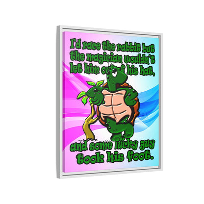 turtle race - framed canvas art (light blue-pink wave)