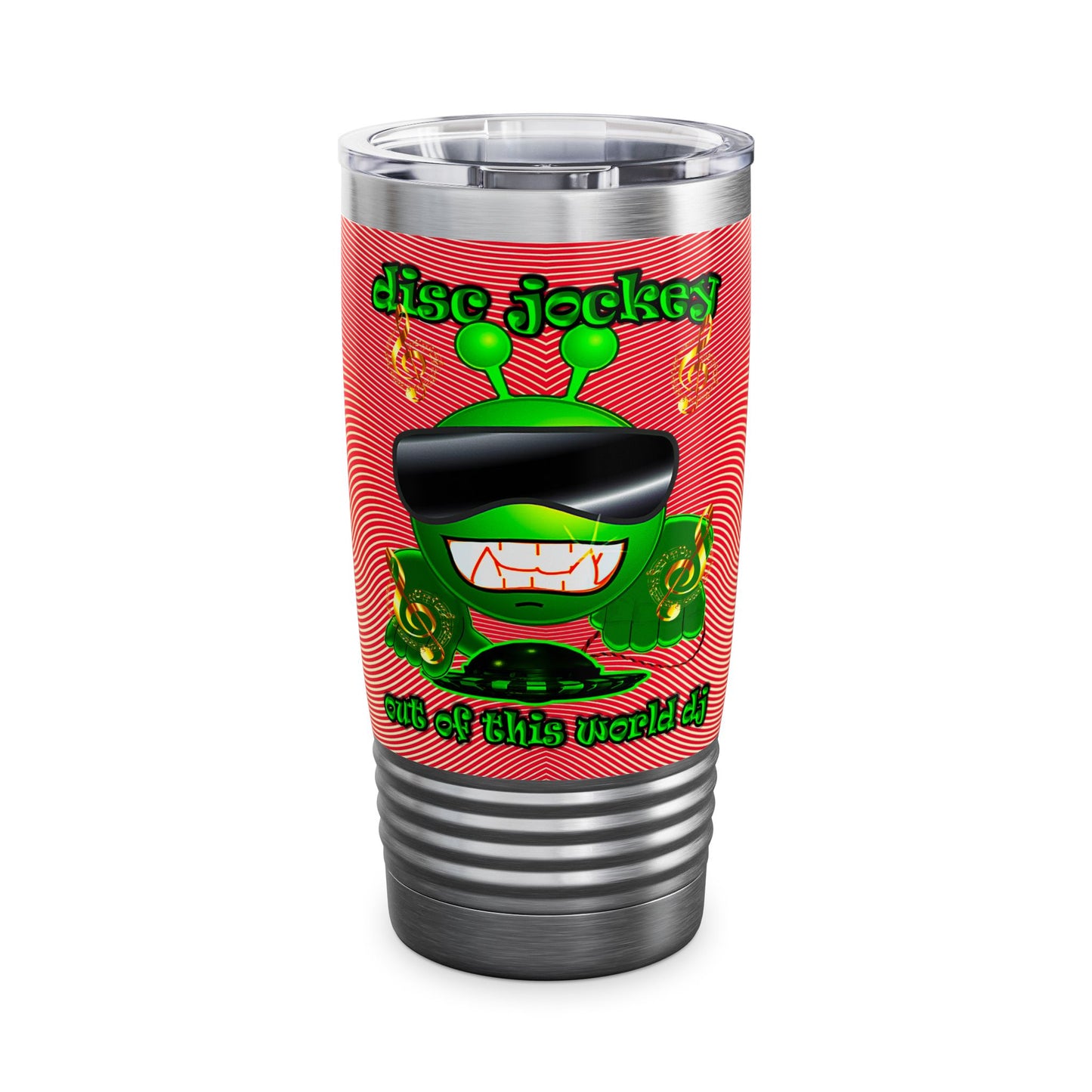 disc jockey - Ringneck Tumbler, 20oz (yellow-orange wave)