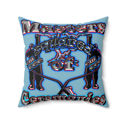 em cee squared - Spun Polyester Square Pillow - (aqua blue)