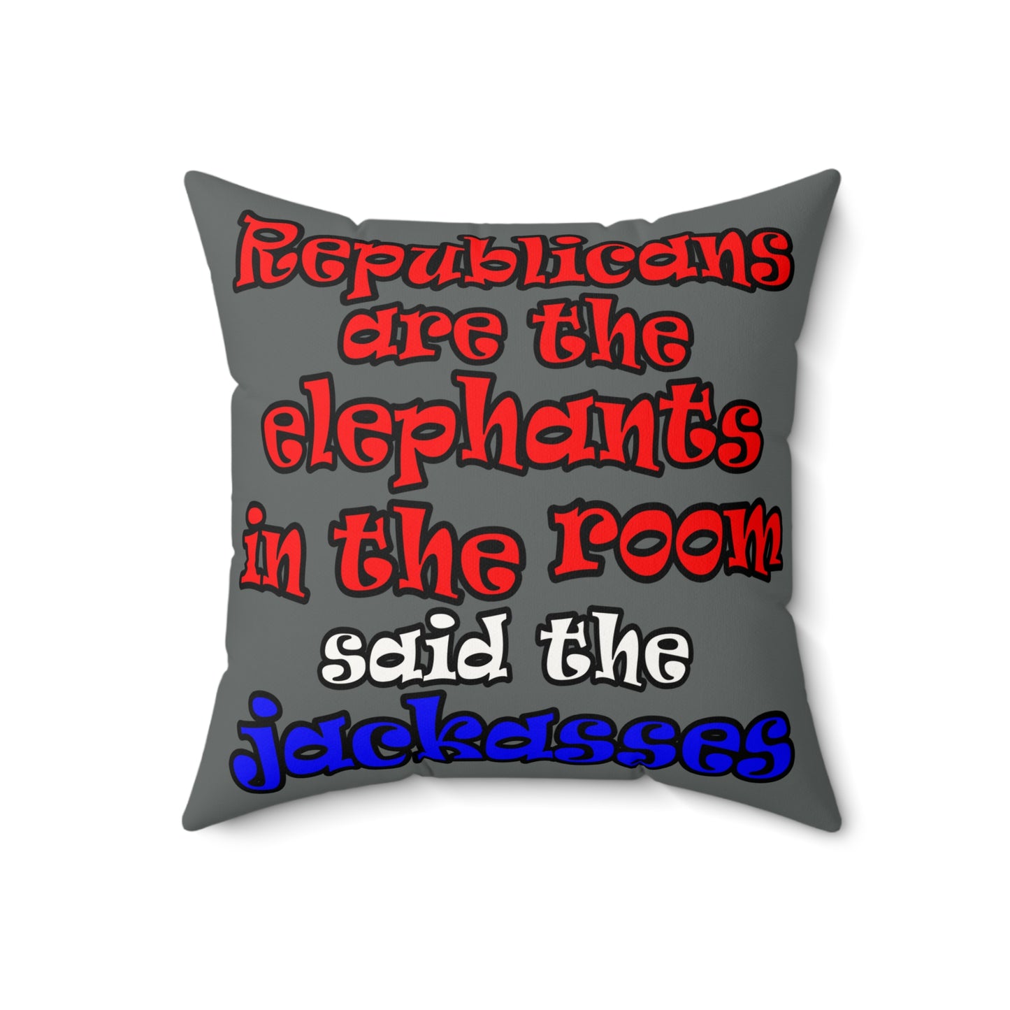 donkeys and elephants - Faux Suede Square Pillow - (dark grey)