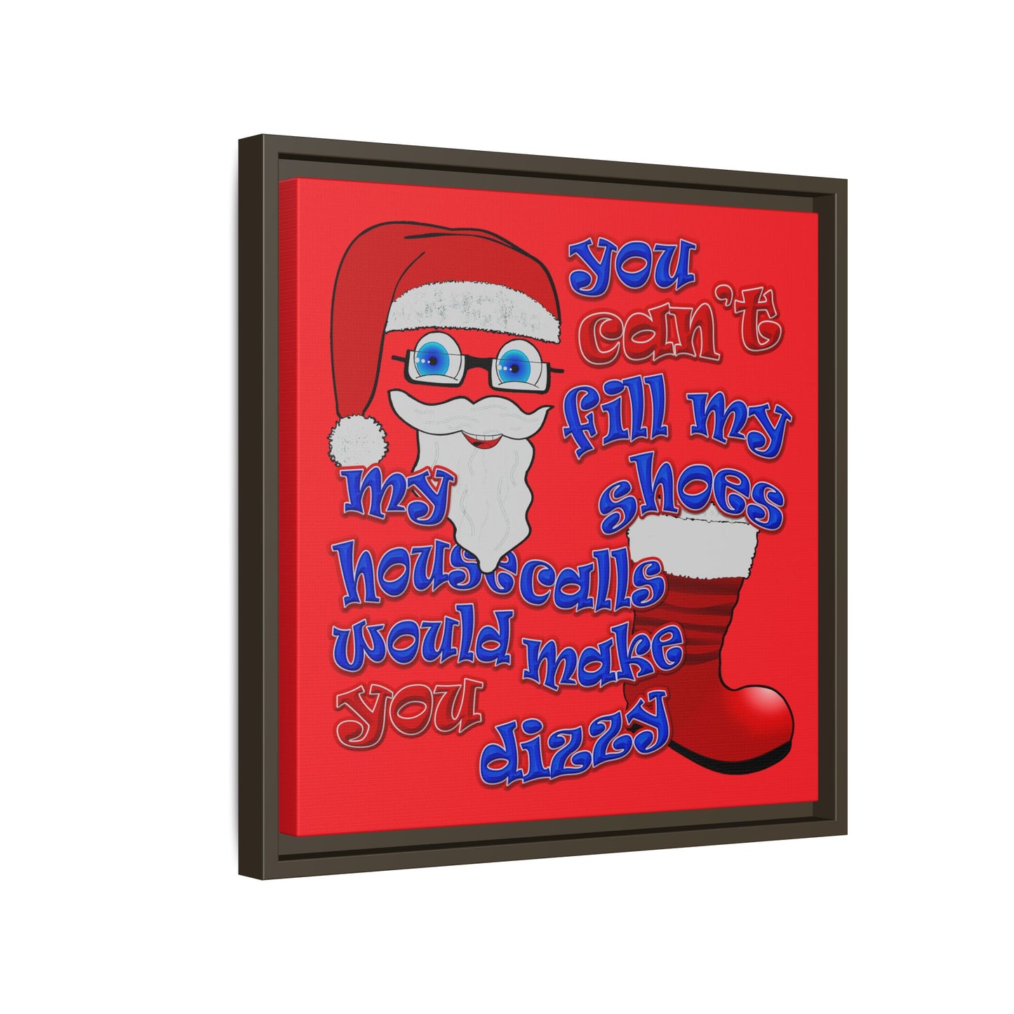 santa's shoes - framed canvas art (red)